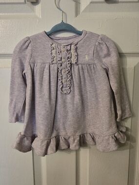 Ralph Lauren Lavender Ruffle-Trim Long Sleeve Top